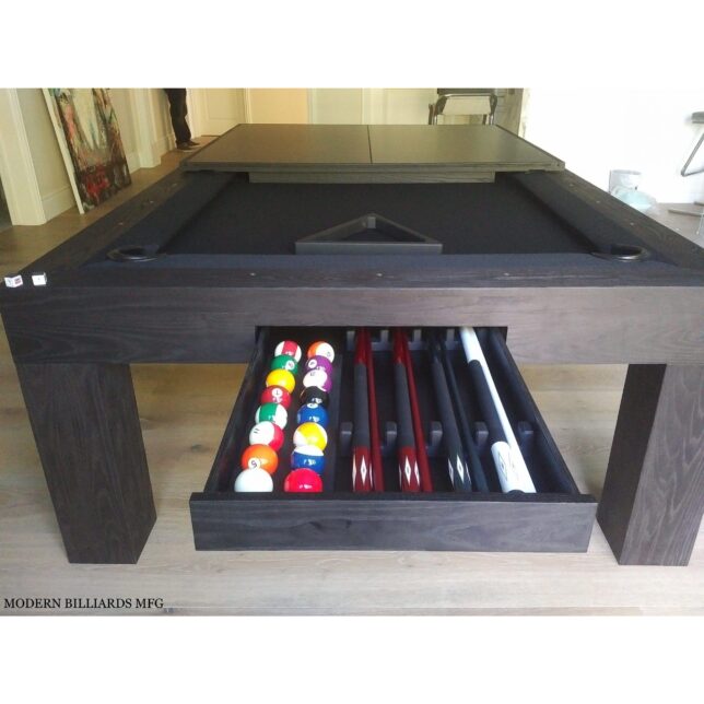 Modern Ash Black Pool Table with Drawer - Image 3